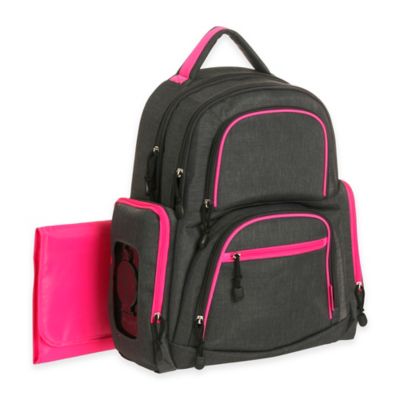 pink and gray backpack diaper bag
