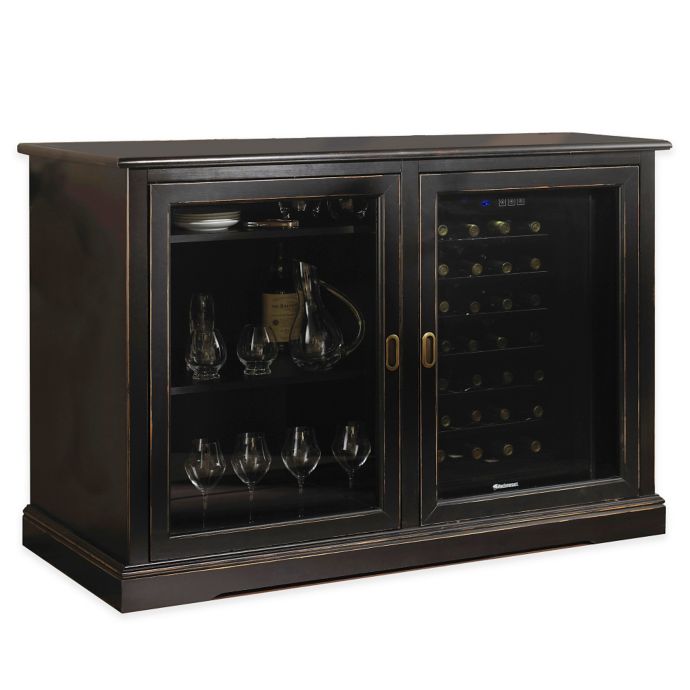 Wine Enthusiast Siena Mezzo Nero Credenza With 28 Bottle Single