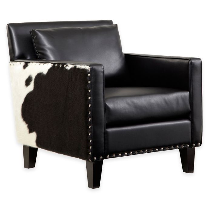 Austin Love Leather And Real Cowhide Chair In Black Bed Bath