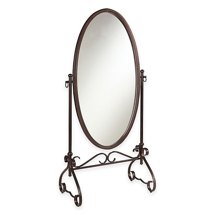 Oval Floor Mirror In Antique Brown, Antique Oval Floor Mirror