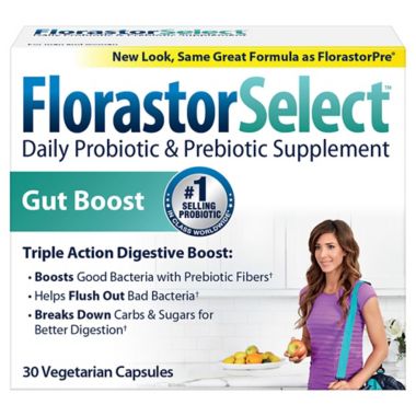 Florastor Select&trade; 30-Count Daily Probiotic &amp; Prebiotic Supplement Capsules. View a larger version of this product image.