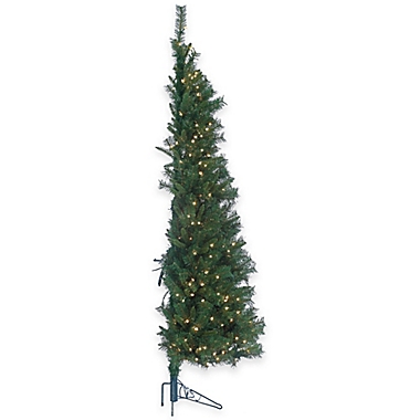 7-Foot Pre-Lit Tiffany Pine Wall Christmas Tree with Clear Lights. View a larger version of this product image.