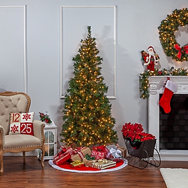 7-Foot Pre-Lit Tiffany Pine Wall Christmas Tree with Clear Lights. View a larger version of this product image.