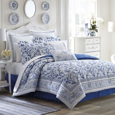 Laura Ashley&reg; Charlotte 4-Piece Comforter Set in China Blue