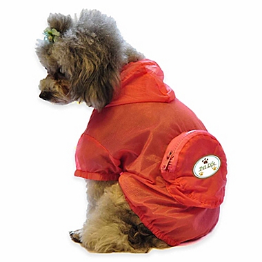 Pet Life&reg; Medium Waterproof Folding Travel Dog Raincoat in Orange. View a larger version of this product image.