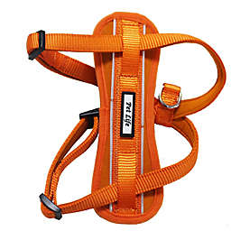 Easy Pull Small Adjustable Chest Compression Reflective Dog Harness in Orange