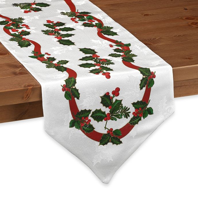 Holiday Ribbon Damask Table Runner Bed Bath & Beyond