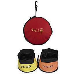 Pet Life Double Collapsible Travel Water and Food Pet Bowls