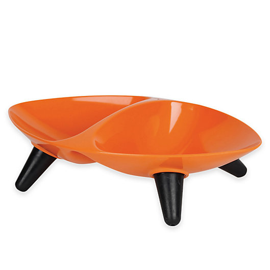 Alternate image 1 for Pet Life Couture Sculpture Melamine Double Dog Bowls in Orange