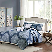 Madison Park Rachel 6-Piece Reversible Quilted King/California King Coverlet Set in Navy
