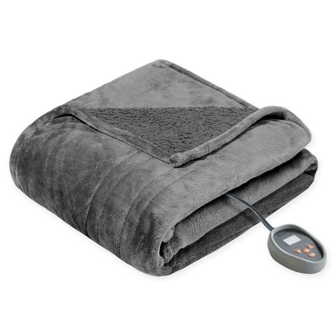 Beautyrest MicrolighttoBerber Reversible Heated Blanket Bed Bath