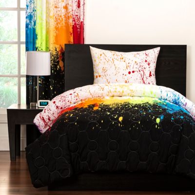 Crayola Cosmic Burst Reversible, Twin Size Bed Sheets Black