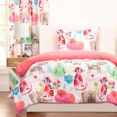 Crayola&reg; Purrty Cat 3-Piece Reversible Full/Queen Comforter Set in Pink/White