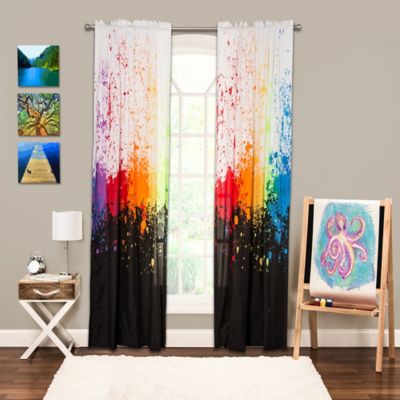 Crayola&reg; Cosmic Burst 84-Inch Rod Pocket Window Curtain Panel in Black