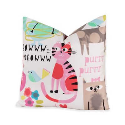 Crayola&reg; Purrty Cat 16-Inch Square Throw Pillow in Pink/White