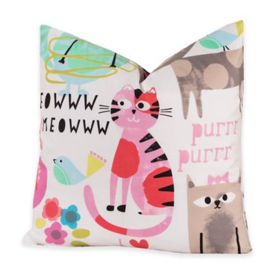 Crayola&reg; Purrty Cat 20-Inch Square Throw Pillow in Pink/White