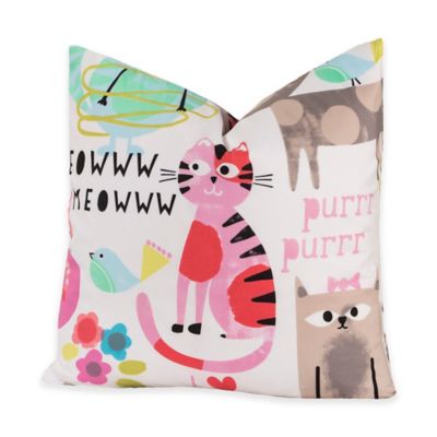 Crayola&reg; Purrty Cat 18-Inch Square Throw Pillow in Pink/White