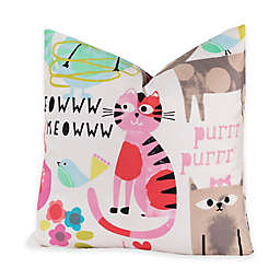 Crayola® Purrty Cat 18-Inch Square Throw Pillow in Pink/White