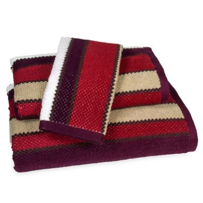 deep red bath towels