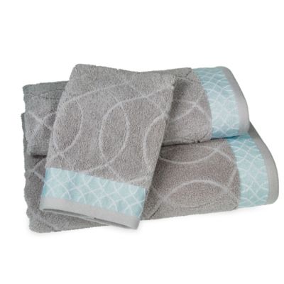 teal and gray bath towels