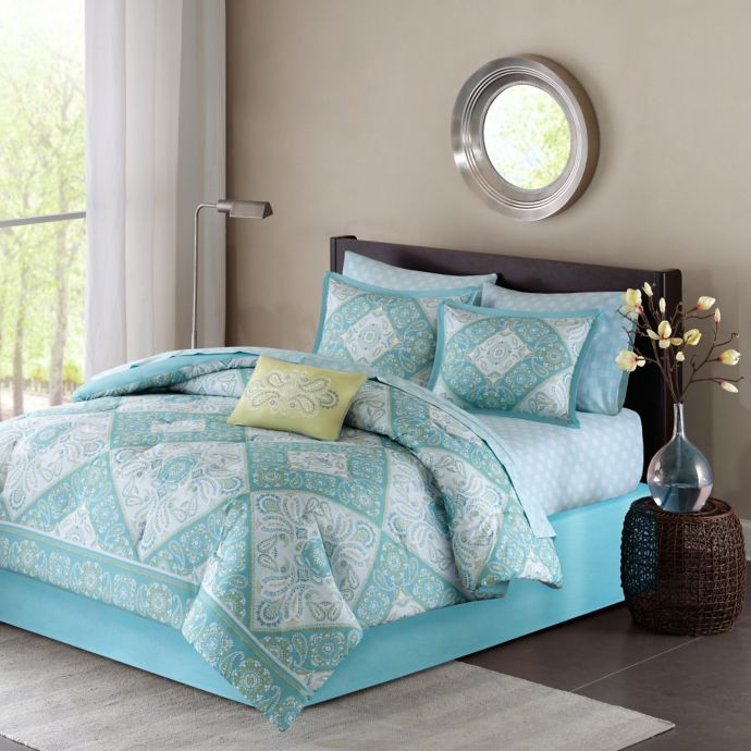 Madison Park Essentials Morgan Comforter Set in Blue | Bed ...