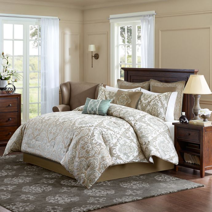 Madison Park Signature Pierce 8 Piece Comforter Set In Ivory Bed Bath Beyond