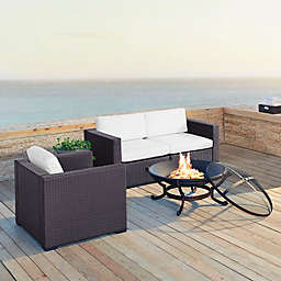 Crosley Biscayne 4-Piece Fire Pit Conversation Set with Cushions in White