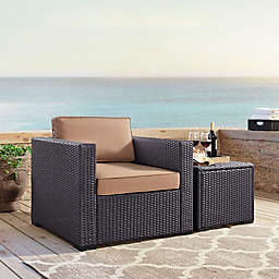 Norbourne Isle Resin Wicker Outdoor Armchair with Cushions in Mocha