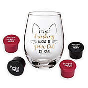 Lillian Rose&trade; Cat Stemless Wine Glasses with 4 Wine Stoppers (Set of 5)