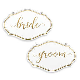 Lillian Rose™ "Bride" and "Groom" Chair Signs in White (Set of 2)