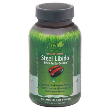 Irwin Naturals&reg; Steel-Libido&reg; Peak Testosterone 75-Count Liquid Soft-Gels. View a larger version of this product image.