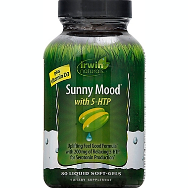 Irwin Naturals&reg; Sunny Mood&reg; with 5-HTP 80-Count Liquid Soft-Gels. View a larger version of this product image.