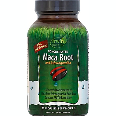 Irwin Naturals&reg; 75-Count Concentrated Maca Root and Ashwagandha Liquid Soft-Gels. View a larger version of this product image.