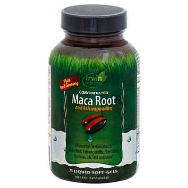 Irwin Naturals&reg; 75-Count Concentrated Maca Root and Ashwagandha Liquid Soft-Gels. View a larger version of this product image.