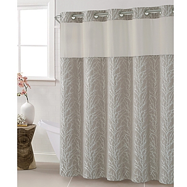 Hookless Jacquard Tree Branch Shower Curtain in Taupe. View a larger version of this product image.