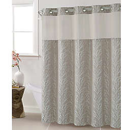 Hookless Jacquard Tree Branch Shower Curtain in Taupe