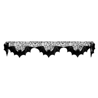 Heritage Lace&reg; Bats 20-Inch x 80-Inch Mantle Scarf in Black. View a larger version of this product image.