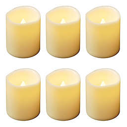 Battery Operated  Mini Pillar Candles with Timer in Amber (Set of 6)