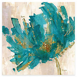 Courtside Market Contemporary Teal Flower I 16-Inch x 16-Inch Canvas Wall Art