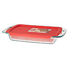 Alternate image 1 for Pyrex&reg; Easy Grab&trade; 3 qt. Oblong Glass Baking Dish with Red Plastic Cover