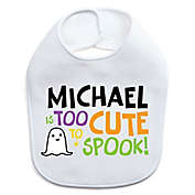 &quot;Is Too Cute To Spook&quot; Halloween Boy Ghost Bib