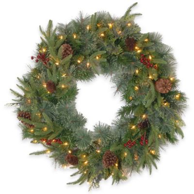 National Tree 24-Inch Colonial Pre-Lit Wreath with Color Changing LED Lights