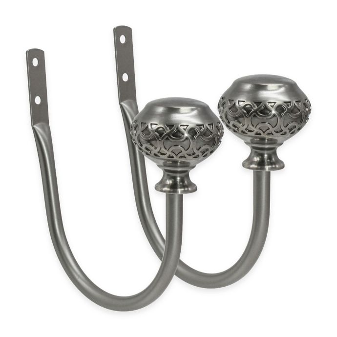 North Branch Links Knob Window Curtain Holdbacks in Pewter (Set of 2