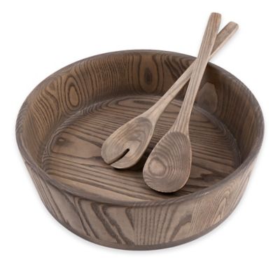 Artisanal Kitchen Supply® 3-Piece Wooden Salad Bowl and Server Set