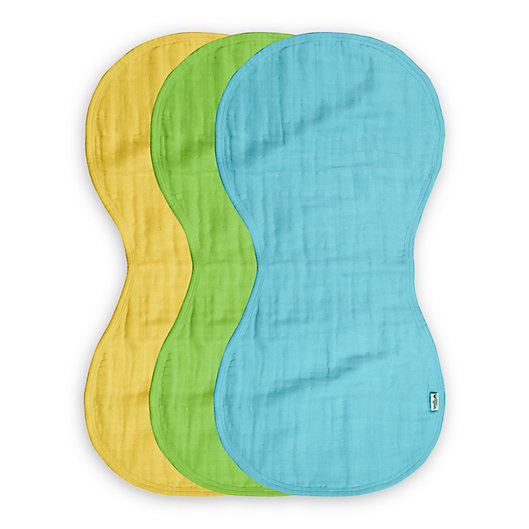 Alternate image 1 for green sprouts® 3-pack Organic Cotton Muslin Burp Cloths in Aqua and Green