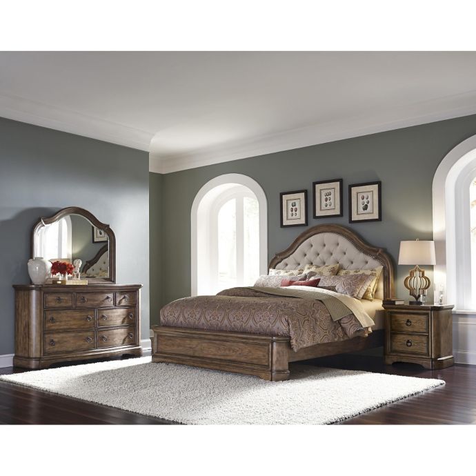 Pulaski Aurora 4 Piece Queen Bedroom Set In Brown Bed Bath