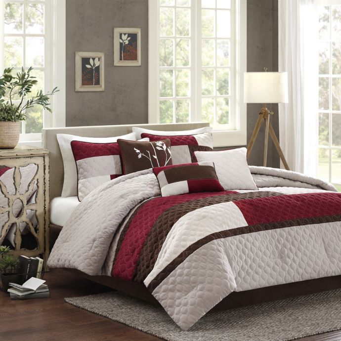 Madison Park Cooper 7-Piece Comforter Set in Red | Bed ...