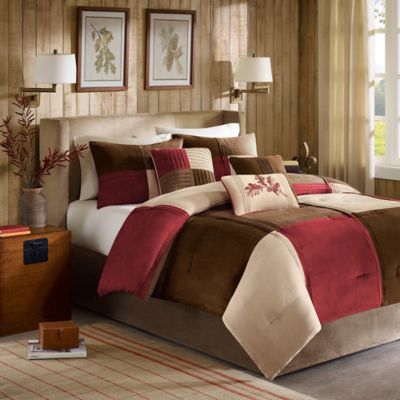 Madison Park Jackson Blocks 7 Piece Comforter Set In Red