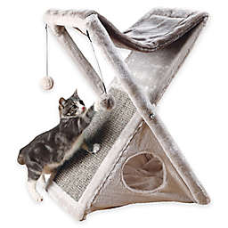 Miguel Fold and Store Cat Tower in Light Grey