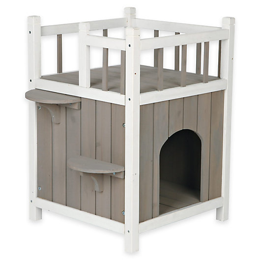 Alternate image 1 for TRIXIE Wooden Pet Home with Balcony in Grey/White
